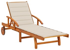 vidaXL Șezlong de grădină cu pernă, lemn masiv de acacia