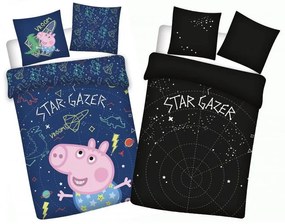 Purcelușa Peppa Star-gazer Husă de pat pentru copii fosforescentă 100x135cm, 40x60cm