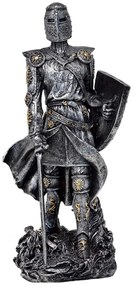 Statueta Cavaler Medieval cu Scut si Sabie 31 cm
