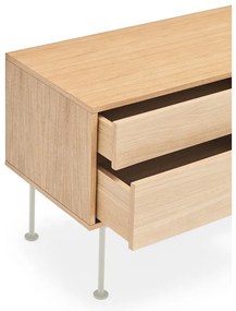 Comodă TV cu aspect de lemn de stejar Teulat Yoko, alb-crem