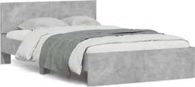 vidaXL Cadru de pat cu tăblie, gri beton, 135x190 cm