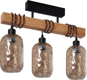 Brilagi - Lustră aplicată WOOD GLASS 3xE27/60W/230V pin/negru/maro fumuriu