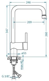 Baterie de chiuvetă ALVEUS 1150925 STELLA 34,7 cm negru mat