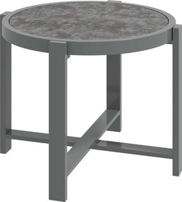 Outsunny Masă laterală rotundă pentru grădină/balcon, aluminiu rezistent la intemperii, aspect marmură, gri | Aosom Romania