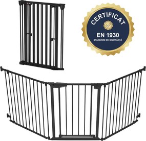 Gard de siguranta pentru copii si animale Kidizi Arven, 3 panouri modulare pliabile, portita cu deschidere in ambele sensuri si autoinchidere, design flexibil