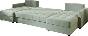 OFERTA Coltar extensibil in U VENORIA 285x146 cm, verde deschis + 2 perne GRATUIT II. calitate