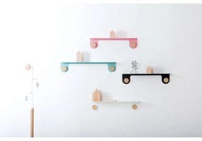 Raft de perete din oțel și detalii din lemn de stejar, cu 2 cârlige Gazzda Hook, lungime 60 cm, alb