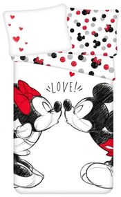 Lenjerie de pat pentru copii MICKEY & MINNIE KISS alb Dimensiune lenjerie de pat: 70 x 90 cm | 140 x 200 cm