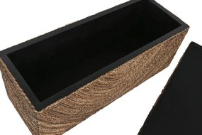 Lada depozitare din fibră naturală cu capac, 120x45x50 cm, finisaj natural