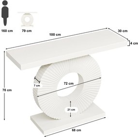 MAN9 - Masa Consola, 100 cm, masuta hol, living, dormitor - Alb