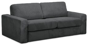 Canapea gri închis extensibilă cu tapițerie din catifea reiată 195 cm Nona – Makamii