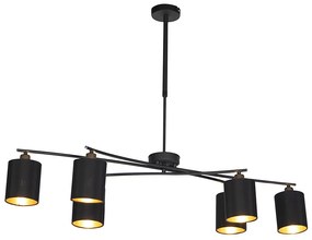 Lampă modernă suspendată neagră reglabilă cu 6 lumini - Lofty