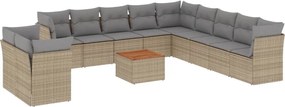 vidaXL Set canapele de grădină cu perne, 12 piese, bej, poliratan