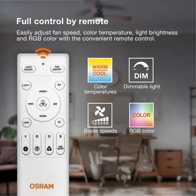 Osram - Corp de iluminat LED RGB reglabil cu ventilator MURLAN LED/26W/230V 3000-6500K + telecomandă
