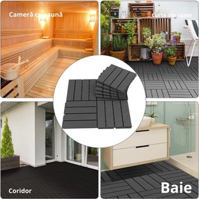 Outsunny Set 9 Cărămizi de Cuplat pentru Pavaj Terasă 30x30x2cm 0.81mq Negru | Aosom Romania