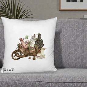 Perna Decorativa Roaba Rustica de Craciun, 40x40 cm, Alb Pufos, Husa Detasabila, Perna Inclusa, BEKZ®