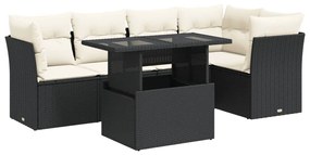 3326157 vidaXL Set mobilier de grădină cu perne, 6 piese, negru, poliratan