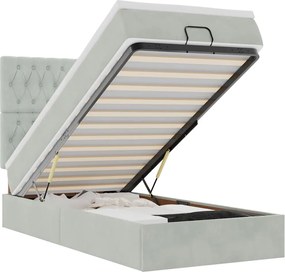 vidaXL Cadru de pat otoman cu saltea Gri deschis 80x200cm catifea