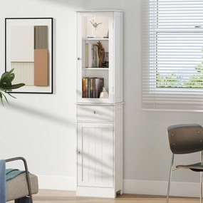 kleankin Dulap Depozitare Multifuncțional cu Uși și Rafturi pentru Baie Bucătărie Birou Alb | Aosom Romania