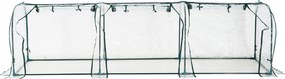 Outsunny Serra a Tunnel in PVC con 3 Porte Avvolgibili in Acciaio e PVC Trasparente, 350x100x80cm