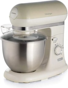 Resigilat: Mixer planetar Ariete VINTAGE 1588/03, 2400W, 5.5 L, 7 viteze, Pulse, Design retro, Picioare antiderapante, Alb/Bej