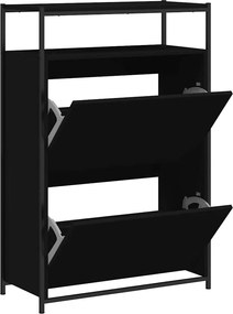 vidaXL Pantofar, negru, 75x34x112 cm, lemn compozit