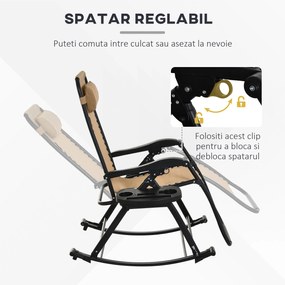 Scaun Ergonomic Outsunny, pliabil din Textilene si cadru din Otel, Bej | Aosom RO
