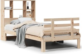 vidaXL Pat cu bibliotecă fără saltea, 90x190 cm, lemn masiv de pin