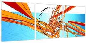 Tablou - Linii împletite, abstracție (cu ceas) (90x30 cm)