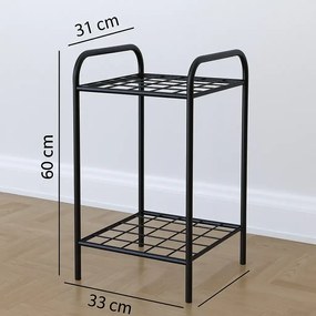 Etajera metal pentru flori 2 rafturi Decor Homs 33 x 60 x 31 cm, negru