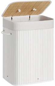 Cos De Rufe Cu 3 Manere Din Bambus, Pliabil, Alb, 40 Cm