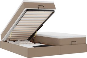 vidaXL Cadru de pat otoman cu saltele Cappucino piele artificială
