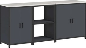 vidaXL Set de depozitare pentru bucătărie cu raft 3 pcs Antracit