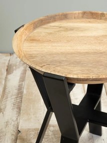 Masuta laterala, din metal si lemn de mango, Tray style