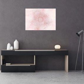 Tablou pe sticlă - Mandala roz (70x50 cm)