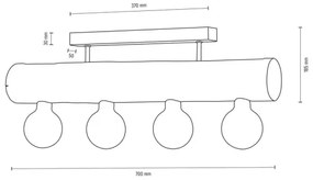 Spot-Light DO6997456 - Lustră aplicată TRABO, 4xE27/60W/230V, finisaj pin