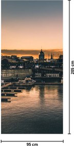 Fototapet pentru ușă - Orășel cu port (95x205cm)