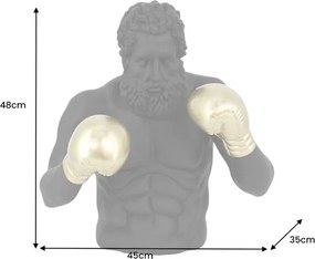 Statueta decorativa BOXER 50cm negru/ auriu