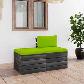 Set mobilier gradina din paleti, 2 piese, cu perne, lemn de pin Verde, 2, verde aprins, Da