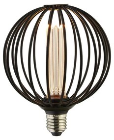 Bec decorativ E27 LED dimabil, metalic Globe Lamp negru