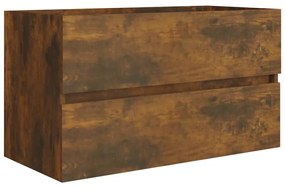 Dulap chiuveta bazin incorporat stejar fumuriu lemn prelucrat Stejar afumat, 80 x 38.5 x 45 cm