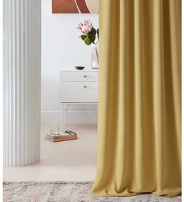 Perdea cu cercuri, de culoare galben muștar 140 x 250 cm
