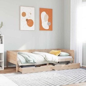 vidaXL Pat de zi cu sertare, 80x200 cm, lemn masiv pin