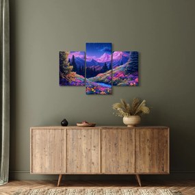 Tablou - Peisaj violet la lună plină (90x60 cm)
