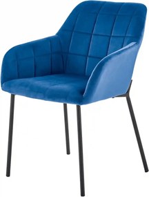 Scaun K305, albastru/negru, stofa catifelata/metal, 58X57X80 cm