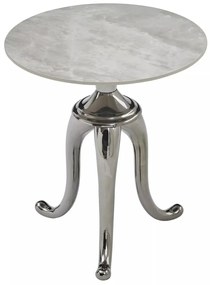 Masuta de cafea Snake marmura alba/argintiu ø48/h55 cm