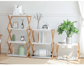 Etajera cu 3 rafturi, bambus natural / alb, PEORIA TYPE 2