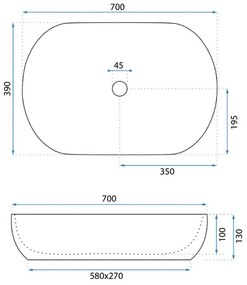 Lavoar ceramic pentru blat CLEO 71 alb - REA