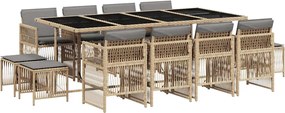 vidaXL Set mobilier grădină cu perne, 13 piese, bej combinat poliratan