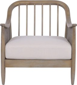 Fotoliu din in natural și lemn de frasin, structură cu împletitură rattan, 73 x 83 x 84 cm, „Balinese"